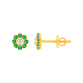 22k Yellow Gold Cubic Zirconia Green Stud Earrings with gold weight of 1.087g